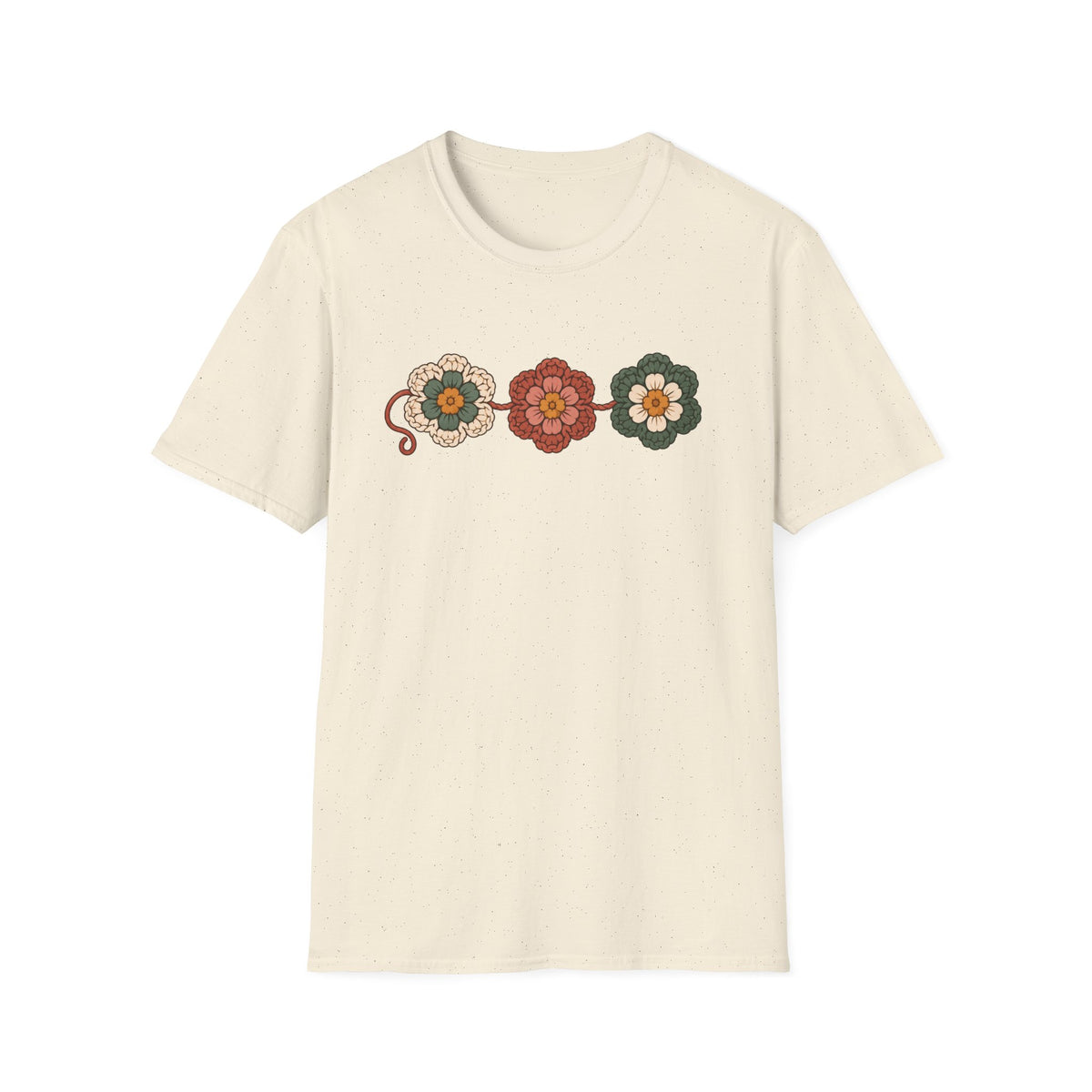 3 crocheted flowers T-Shirt